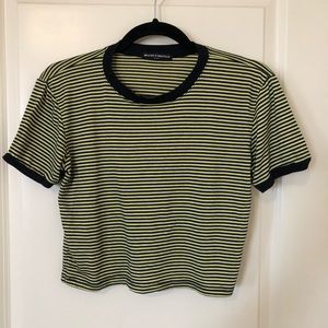 Brandy Melville Cropped Navy/Denim Stripe Top